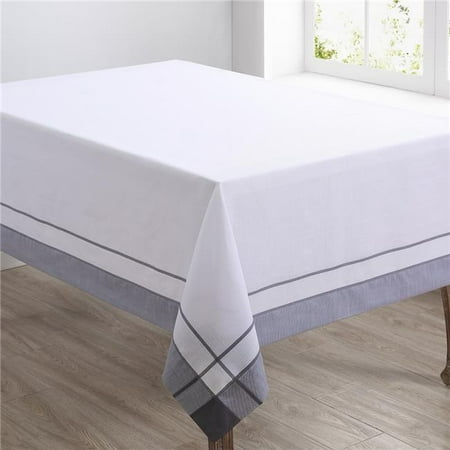 Saro 351.GY72108B 72 x 108 in. Banded Border Oblong Tablecloth Gray