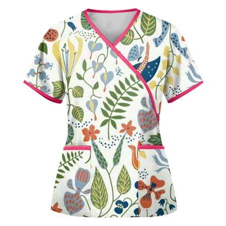 QAZXD Plus Size Tops For Women Women Scrubs Top Women s Working Uniform Nursing Uniform With Two Pockets Short Sleeve V-Neck Printed Blouse XL
QAZXD Plus Size Tops For Women Women Scrubs Top Women s Working Uniform Nursing Uniform With Two Pockets Short Sleeve V-Neck Printed Blouse XL
