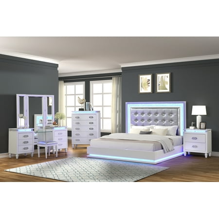 Electronn Passion Queen 4 Pc Vanity LED Bedroom Set Made with Wood in Milky White
Electronn Passion Queen 4 Pc Vanity LED Bedroom Set Made with Wood in Milky White