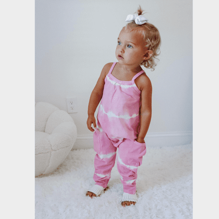 Wild Orchid Tie Dye Baby Gathered Tank Front Romper
