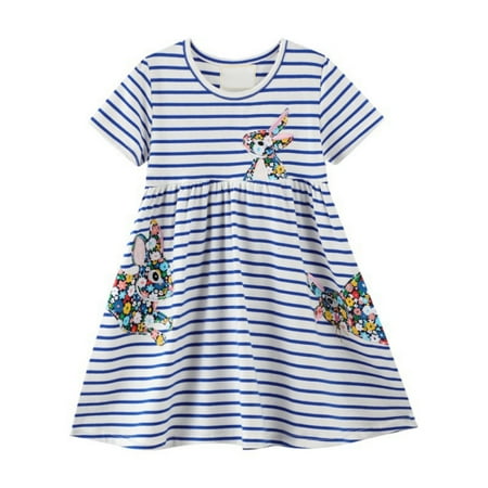 Bullpiano Toddler Girls Summer Casual Dresses Kids Cute Princess Tutu Dress 2-7T