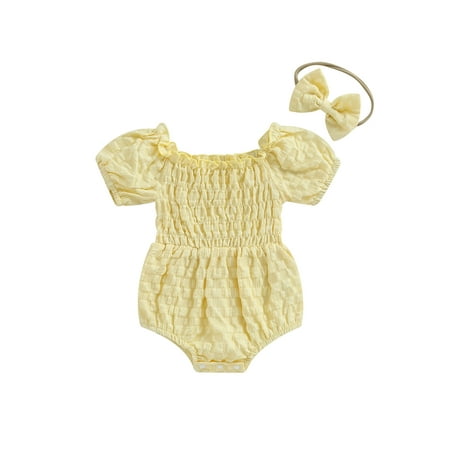 HOANSELAY 0-18 Months Baby Girls Romper Set Short Sleeve Bodysuit with Bowknot Headband Summer Outfit
HOANSELAY 0-18 Months Baby Girls Romper Set Short Sleeve Bodysuit with Bowknot Headband Summer Outfit