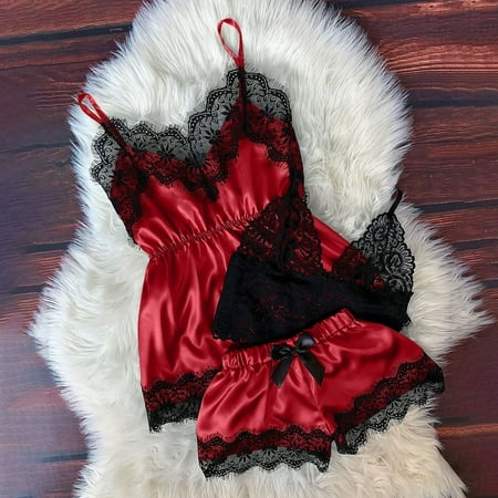 Pxiakgy intimates for women Women VNeck Eyelash Lace Stain Camisole Pajamas Bowknot Shorts Set Red + XL
Pxiakgy intimates for women Women VNeck Eyelash Lace Stain Camisole Pajamas Bowknot Shorts Set Red + XL