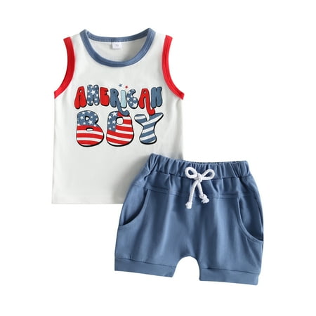 2Pcs Baby Boys Summer Clothing Sets Cute American Boy Print Sleeveless Tank Tops T-Shirt+Pocket Shorts Outfits
2Pcs Baby Boys Summer Clothing Sets Cute American Boy Print Sleeveless Tank Tops T-Shirt+Pocket Shorts Outfits