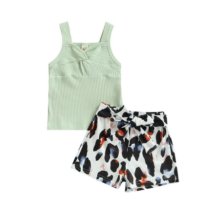 Canrulo 2pcs Infant Kids Girls Clothes Strap Sleeveless Solid Vest Tops+Leopard Printed Bow Shorts Sets Green 3-4 Years
Canrulo 2pcs Infant Kids Girls Clothes Strap Sleeveless Solid Vest Tops+Leopard Printed Bow Shorts Sets Green 3-4 Years