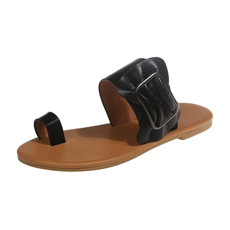 Women s Fashion Casual Ring Toe Flat With Outdoor Slides Slippers Shoes