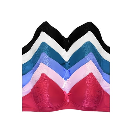 247 Frenzy Women s Essentials Mamia PACK OF 6 Full Coverage Wire-Free Lace Accent Bras
247 Frenzy Women s Essentials Mamia PACK OF 6 Full Coverage Wire-Free Lace Accent Bras