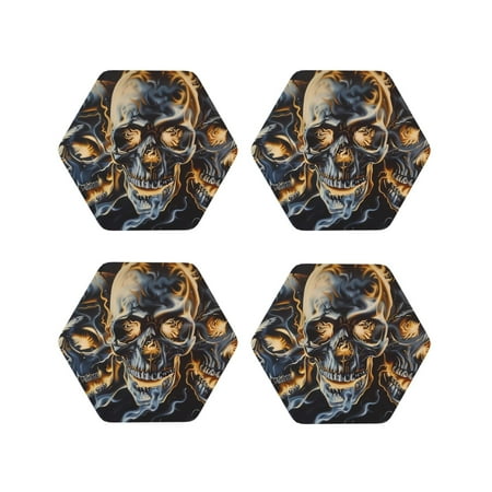 Matuu Fiery Skull Trio for Cup Coasters Set of 4 Leather Coasters Desk Coasters for Office Measures 4” x 4”-Hexagon
Matuu Fiery Skull Trio for Cup Coasters Set of 4 Leather Coasters Desk Coasters for Office Measures 4” x 4”-Hexagon