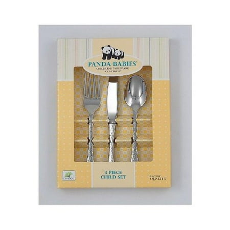 Ginkgo 18-10 Stainless Steel Panda-Babies 3 Piece Childs Set