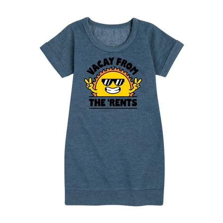 Instant Message - Vacay From The Rents - Toddler & Youth Girls Fleece Dress