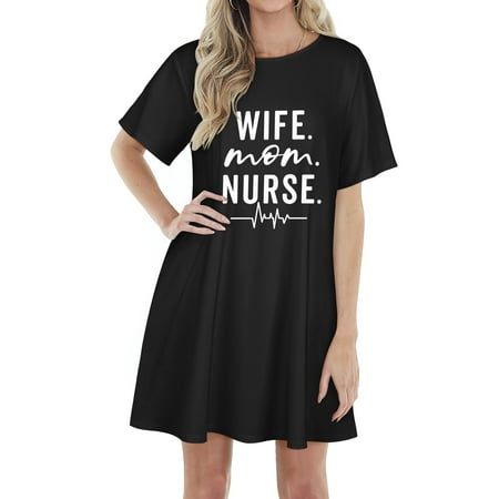 MHL Women Wife Mom Nurse Letter Print Round Neck Short Sleeve Sleep Dress
MHL Women Wife Mom Nurse Letter Print Round Neck Short Sleeve Sleep Dress