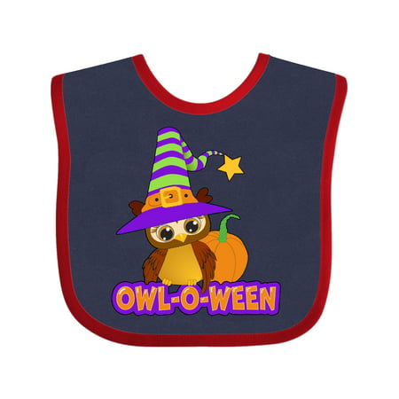

Inktastic Owl-o-Ween- Cute Halloween Owl in Witch Hat with Pumpkin Gift Baby Boy or Baby Girl Bib