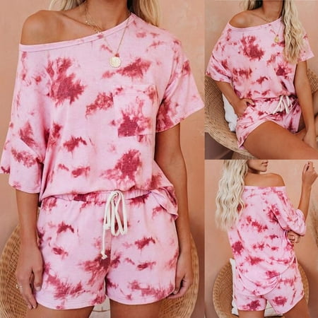 〖TOTO〗Women Sleepwear Womens Tie-Dye Pocket Short Sleeve Pajama Set Night Lounge Top Short Sleepwear
〖TOTO〗Women Sleepwear Womens Tie-Dye Pocket Short Sleeve Pajama Set Night Lounge Top Short Sleepwear