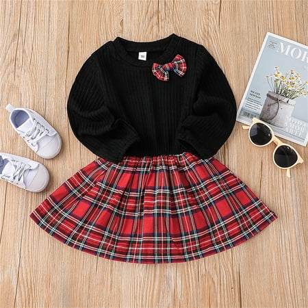 2-6T Toddler Kids Girls Christmas Bow Dress Little Girls Casual Sweater Dress Stitching Christmas Outfits-1 Pack Black 5-6 Years
2-6T Toddler Kids Girls Christmas Bow Dress Little Girls Casual Sweater Dress Stitching Christmas Outfits-1 Pack Black 5-6 Years