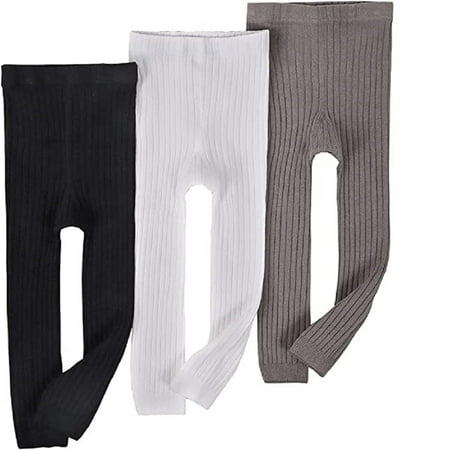 3 Pack Kids Girls Cotton Ankle Leggings Footless Tight Solid Warm Pantyhose