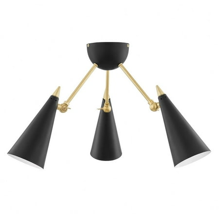 -36W 3 Led Semi-Flush Mount in Contemporary Style-18 inches Wide By 13.5 inches High-Aged Brass Finish-Soft Black Shade Color Bailey Street Home
-36W 3 Led Semi-Flush Mount in Contemporary Style-18 inches Wide By 13.5 inches High-Aged Brass Finish-Soft Black Shade Color Bailey Street Home