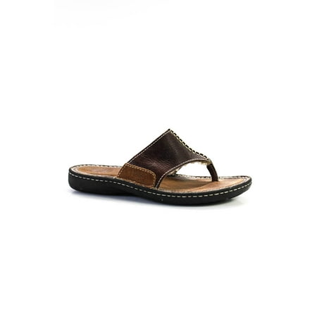 Pre-owned|Ugg Mens Leather Shearling Flip Flops Sandals Brown Size 8
