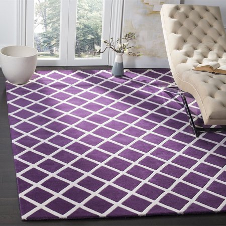 Safavieh Chatham Collection CHT718F Handmade Purple and Ivory Premium Wool Square Area Rug (7' Square)