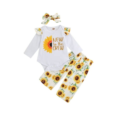 TheFound Infant Baby Girls 3pcs Clothes Letter Print Ruffle Long Sleeve Romper+Sunflower Pants Spring Fall Outfits
TheFound Infant Baby Girls 3pcs Clothes Letter Print Ruffle Long Sleeve Romper+Sunflower Pants Spring Fall Outfits