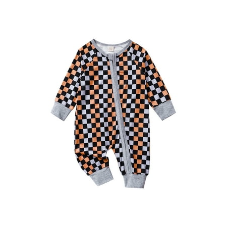 ASNOUIFU Newborn Baby Zipper Romper Long Sleeve Crew Neck Checkerboard Print One Piece Jumpsuit
ASNOUIFU Newborn Baby Zipper Romper Long Sleeve Crew Neck Checkerboard Print One Piece Jumpsuit
