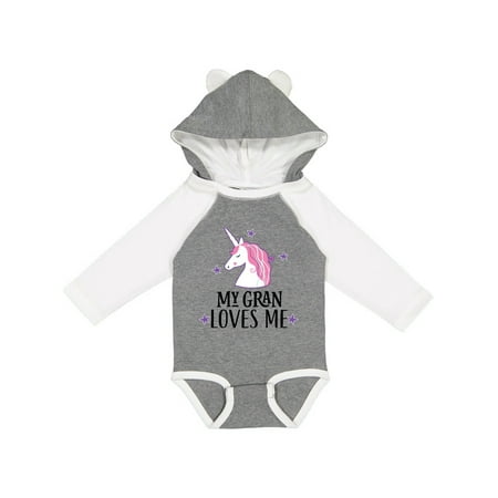 Inktastic My Gran Loves Me Girl Unicorn Gift Baby Girl Long Sleeve Bodysuit