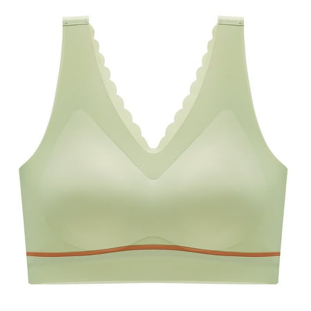 

OVTICZA Bralettes for Women No Underwire Plunge Wireless Bralette Bandeau Bra Green XL