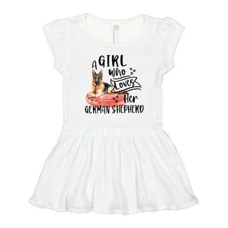 Inktastic A Girl Who Loves Her German Shepherd Gift Toddler Girl Dress