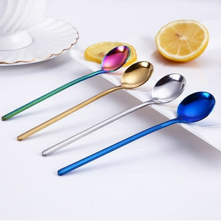 

Windfall Rainbow Coffee Spoons Stainless Steel Colorful Plated Mini Spoon Tea Spoon Ice Cream Spoon Dessert Teaspoon Fruit Scoop Colorful Flatware Wedding Dinnerware Cutlery