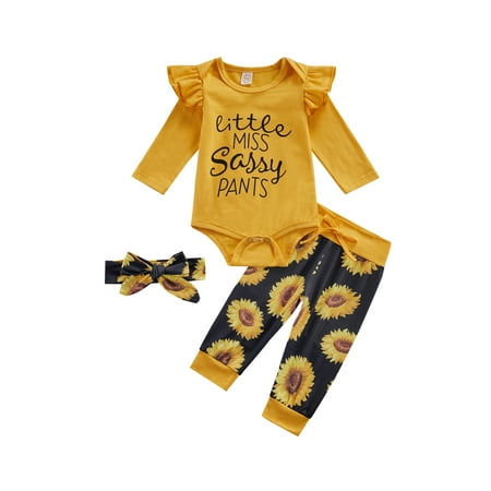 Canrulo Infant Baby Girls 3Pcs Outfits Long Sleeve Letter Print Romper+Sunflower Pants+Headband Set Yellow Miss 18-24 Months
Canrulo Infant Baby Girls 3Pcs Outfits Long Sleeve Letter Print Romper+Sunflower Pants+Headband Set Yellow Miss 18-24 Months