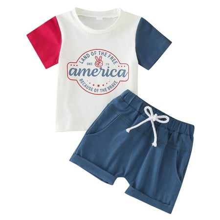 Summer Toddler Boys Short Sleeve Independence Day Letter Print Tops Shorts Two Piece Outfits Set For Kids Clothes
Summer Toddler Boys Short Sleeve Independence Day Letter Print Tops Shorts Two Piece Outfits Set For Kids Clothes
