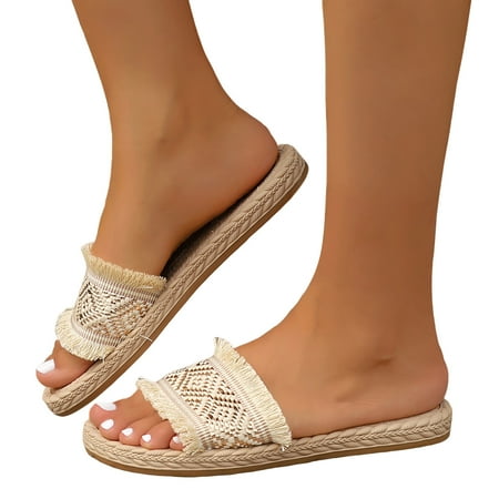 ZIZOCWA Ethnic Style Women Summer Slippers Boho Tassel Weave Casual Open Toe Flat Slippers Non-Slip Soft Bottom Beach Shoes Sandals Khaki Size8.5
ZIZOCWA Ethnic Style Women Summer Slippers Boho Tassel Weave Casual Open Toe Flat Slippers Non-Slip Soft Bottom Beach Shoes Sandals Khaki Size8.5
