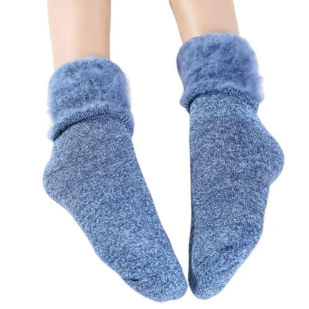 Winter Cozy Sleep Socks Thick Fleece Cotton Thermal Foot Accessories for Cold Weather Foot Wear Sky Blue