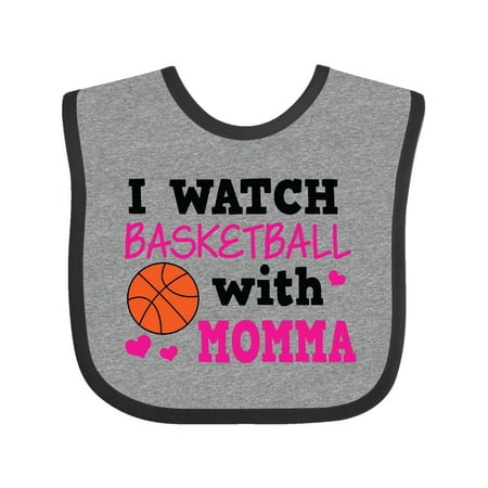 Inktastic I Watch Basketball with Momma Gift Baby Girl Bib