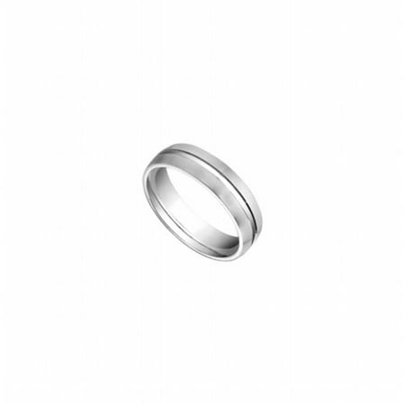 6 mm Comfort Fit Half Round Fancy Wedding Band 14K White Gold - Size 12