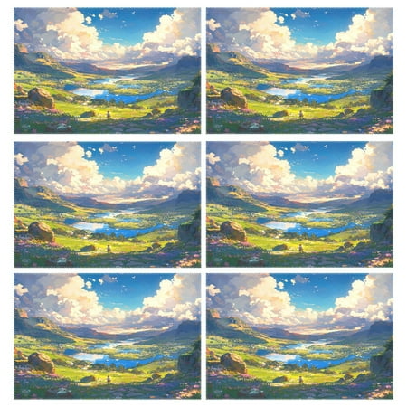 Green Valley Pattern Design 6-Piece 12x18in Durable Place Mats Heat-Proof and Non-Slip
Green Valley Pattern Design 6-Piece 12x18in Durable Place Mats Heat-Proof and Non-Slip