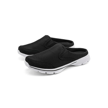 Eloshman Womens Flats Closed Toe Casual Shoes Slip On Clogs&Mules Driving Breathable Lightweight Walking Shoe Comfort Slides Black 8