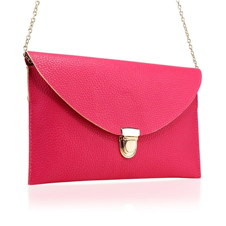 Fashion Women Handbag Shoulder Bags Envelope Clutch Crossbody Satchel Purse Leather Lady Messenger Hobo Bag - Hot Pink