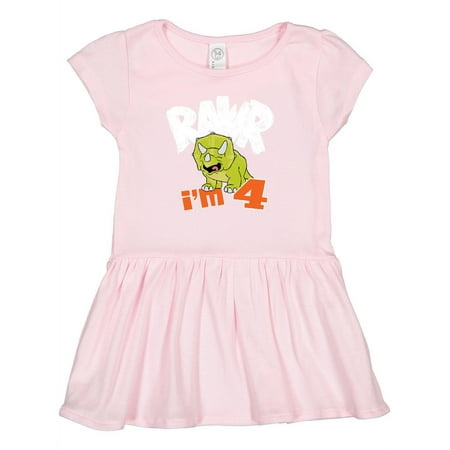 Inktastic RAWR I m 4! Baby Triceratops Gift Toddler Girl Dress