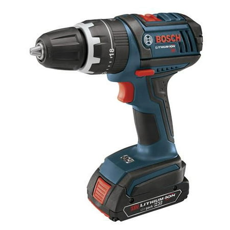 Bosch HDS181-01 18V Cordless Lithium-Ion Compact Tough 1\/2 in. Hammer Drill Driver with 2 Fat Pack HC Batteries