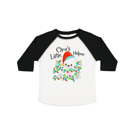 Inktastic Opa s Little Helper Cute Polar Bear with Christmas Lights Gift Toddler Boy or Toddler Girl T-Shirt