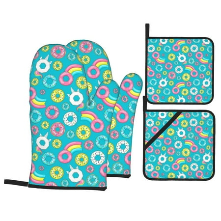 Oven Mitts and Pot Holders Sets 4 pcs - Donut A Heat Resistant Silicone Oven Gloves with Non-Slip Silicone Surface and hot pads for kitchen Baking Cooking BBQ
Oven Mitts and Pot Holders Sets 4 pcs - Donut A Heat Resistant Silicone Oven Gloves with Non-Slip Silicone Surface and hot pads for kitchen Baking Cooking BBQ