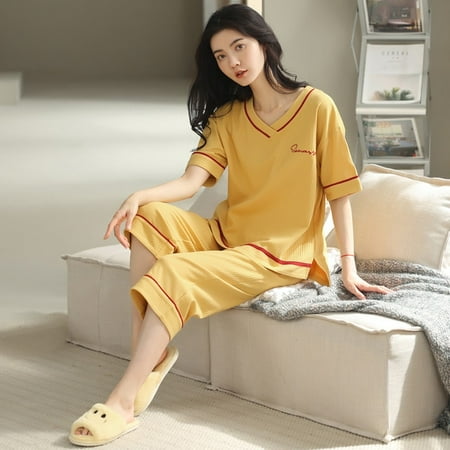 QWZNDZGR Summer Nightwear Sets Knitted Cotton Cute Cartoon Pyjamas Sweet Casual Women’s Pajamas Short Sleeve Sleepwear Homewear Fashion
QWZNDZGR Summer Nightwear Sets Knitted Cotton Cute Cartoon Pyjamas Sweet Casual Women’s Pajamas Short Sleeve Sleepwear Homewear Fashion