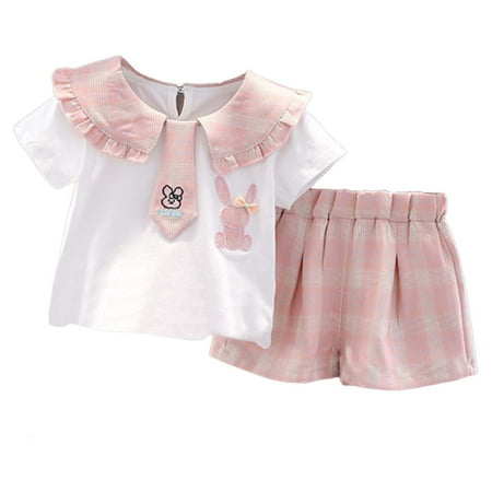 Baby Summer Clothes Rabbit Pattern Plaid Lapel Tie School Style Short Sleeve Children S Clothes Children S Two Piece Set Thin Cute Clothes
Baby Summer Clothes Rabbit Pattern Plaid Lapel Tie School Style Short Sleeve Children S Clothes Children S Two Piece Set Thin Cute Clothes