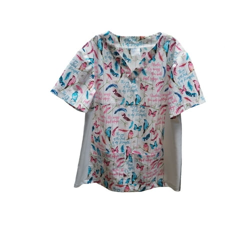 Christian Scrub Top with Inspirational Words-Joy of the Lord