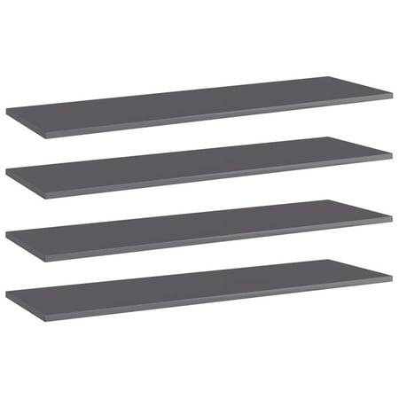 WONISOLI Bookshelf Boards 4 pcs High Gloss Gray 39.4 x11.8 x0.6 Chipboard