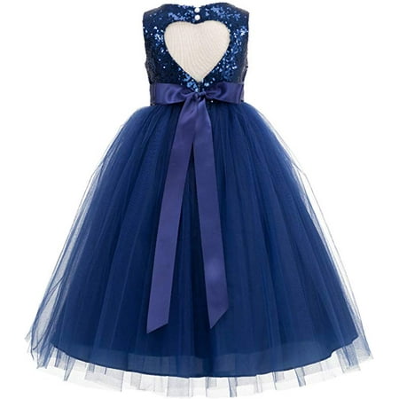 Heart Cutout Sequin Junior Flower Girl Dress Princess Dresses 172seq