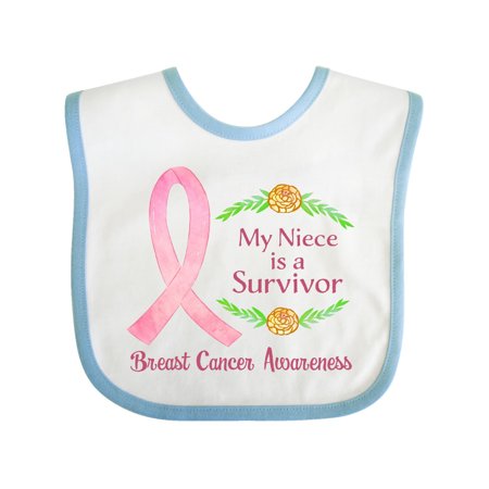 Inktastic My Niece is a Survivor Breast Cancer Awareness Gift Baby Boy or Baby Girl Bib