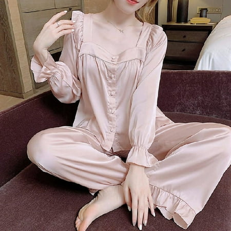 DanceeMangoo New Women Sleepwear Set Satin Pajamas Sets Long Sleeve Autumn Spring Sleepwear Faux Silk Pajamas Suit Female Home Wear Clothes
DanceeMangoo New Women Sleepwear Set Satin Pajamas Sets Long Sleeve Autumn Spring Sleepwear Faux Silk Pajamas Suit Female Home Wear Clothes