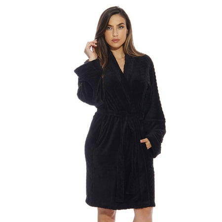 Just love Women s Kimono Robe / Bath Robe - Lightweight and Comfortable (Black Medium Regular)