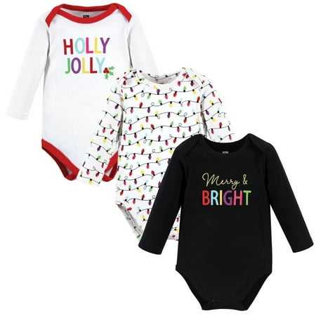 Hudson Baby Infant Girls Cotton Long-Sleeve Bodysuits Merry and Bright 12-18 Months